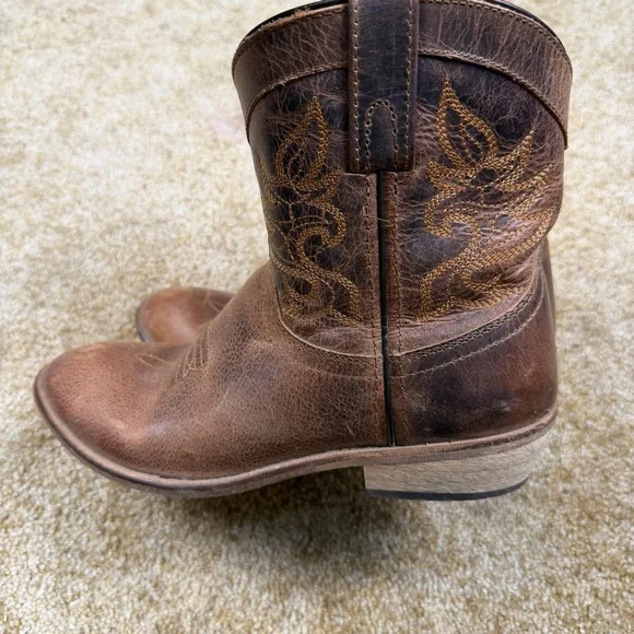 Dingo Leather Western Cowboy Boots Women’s 9 Brown Distressed Embroidered - Picture 8 of 15